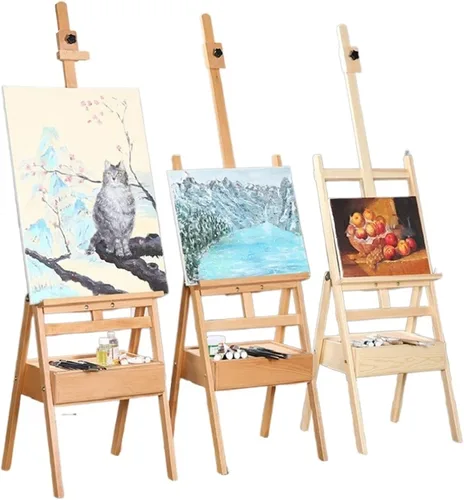 Vista 6 de MaGiLL Caballete de madera maciza Caballete de pintura al óleo para artista, Caballete de pintura, soporte grande para pintura de acuarela