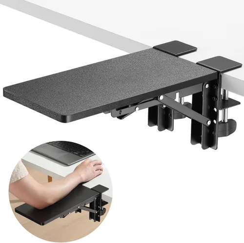Vista 11 de ETHU Bandeja Extensible para Escritorio, 23.9 cm x 23.1 cm Ergonómico Reposabrazos para Computadora para Escritorio, Gaveta para Teclado Plegable