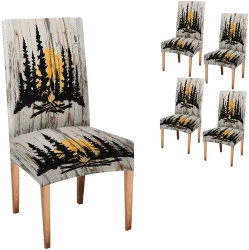 Vista 273 de CAPSCEOLL Christmas Dining Chair Covers,Snowflakes Festive Winter Pattern Stretch Chair Covers for Dining Room Set of 2 Washable Spandex Parson