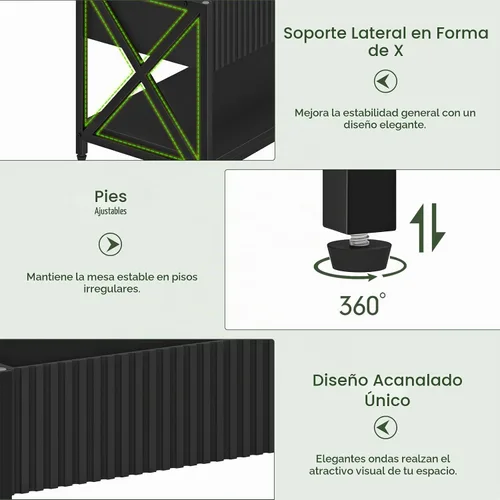 Vista 4 de CHOEZON Mesa auxiliar elevable de 39.4 pulgadas, mesa de centro acanalada con compartimento oculto y estante de almacenamiento, mesa elevadora