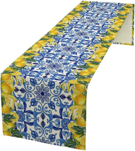 Vista 22 de Camino de mesa de lino de algodón, cuchillo de cocina occidental, tenedor, colección de mesa rectangular, desierto salvaje oeste americano