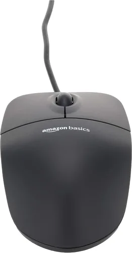 Vista 6 de AmazonBasics Ratón de computadora con cable USB de 3 botones (negro), paquete de 1