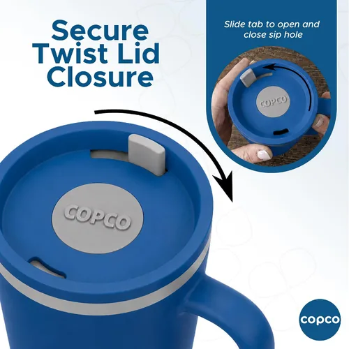 Vista 4 de Copco - Taza de café con cono de 16 onzas, mango y tapa resistente a Azul