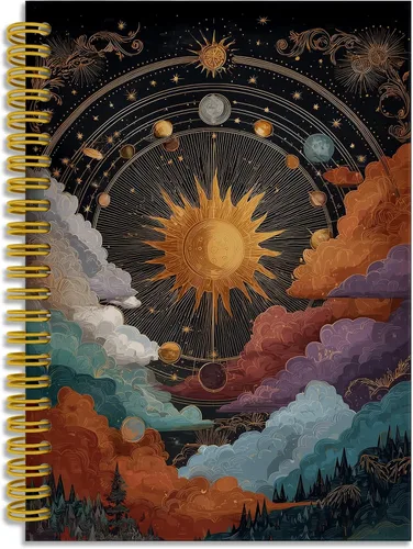 Vista 7 de Dark Witchy Moon Stars Notebook Journal, Celestial Astrology Witchy Gifts for Women Journal, Crescent Moon Face Starry Forest Spiral Notebook