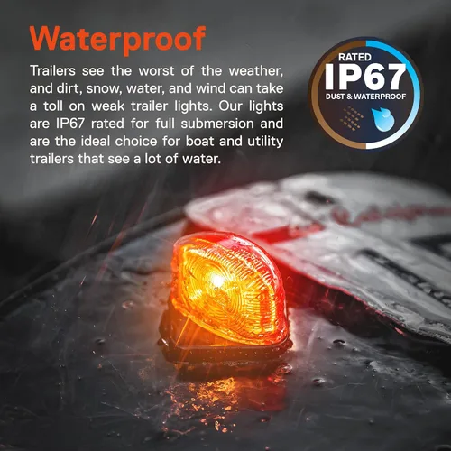 Vista 4 de TRUE MODS 2 piezas Mini Luz LED Ámbar + Roja para Parachoques de Remolque [Cumple DOT] [SAE P2] [Impermeable IP67] Luz de Marcador de Gálibo