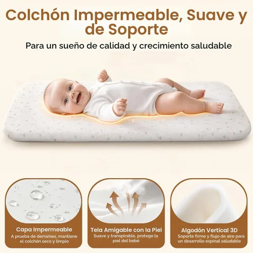 Vista 3 de Ezebaby Cuna mecedora 3 en 1, moisés estable y seguro Beige