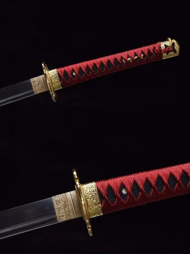 Vista 4 de Espada Katana Tachi hecha a mano de alta temperatura, espada samurái japonesa real (espada completa), Catanas Japonesas Reales