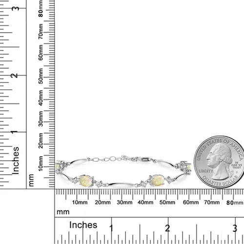 Vista 57 de Gem Stone King 925 Sterling Silver Gemstone Birthstone and White Created Sapphire Tennis Bracelet For Women Oval 7X5MM and 2MM 6 Inch + 1 Inch