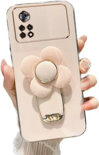 Vista 83 de Miagon - Funda con soporte para Xiaomi Redmi A1, galvanizado suave TPU protector delgado a prueba de golpes con molinete giratorio soporte de flores