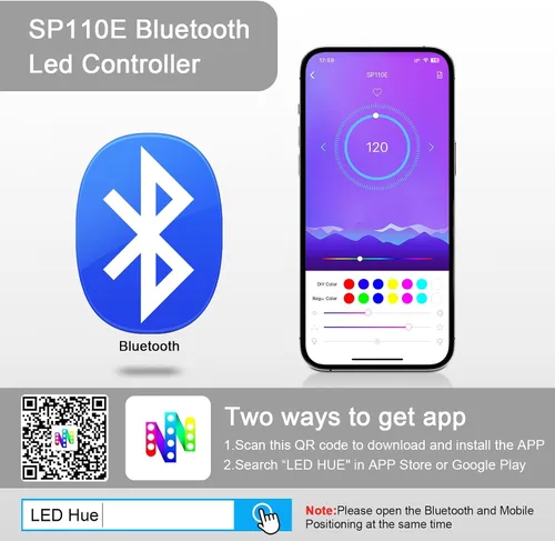 Vista 3 de Controlador LED Bluetooth VIPMOON 5-24V SP110E, paquete de 2