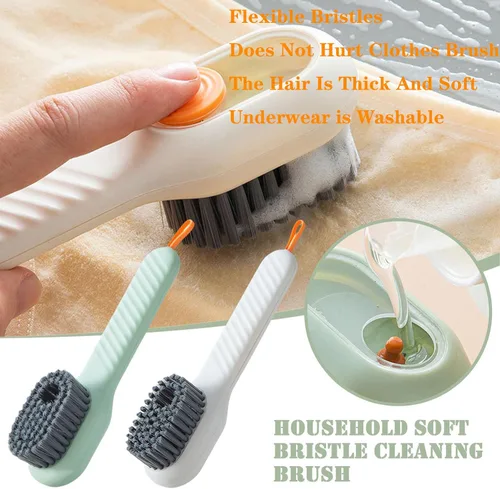 Vista 6 de Cepillo de limpieza de piel suave, cepillo de limpieza multifuncional con dispensador de jabón, cepillo multifuncional para zapatos líquidos, 2