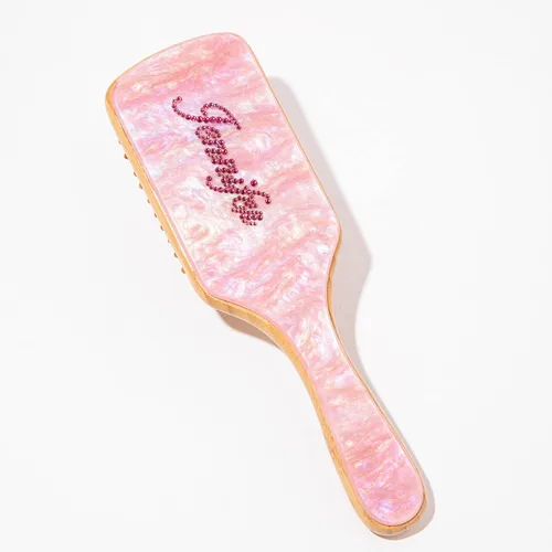 Vista 16 de Cepillo de pelo de paleta de bambú, grueso, cerdas de bambú, cepillo desenredante para masajear el cuero cabelludo, mujeres, blanco concha