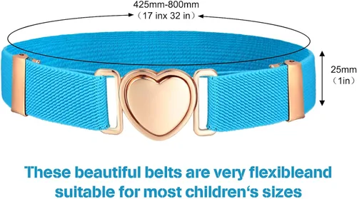 Vista 2 de Geyoga 6 cinturones elásticos para niñas cinturón de cintura ajustable para adolescentes niños niñas cinturón de corazón
