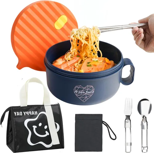 Vista 24 de AI LOVE PEACE Tazón de ramen, olla de ramen, tazón de ramen para microondas, tazón grande de fideos de 40 onzas, tazón para microondas, cuencos