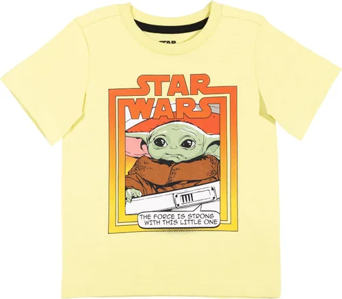 Vista 2 de STAR WARS The Mandalorian Baby Yoda Big Boys - Paquete de 2 camisetas gráficas amarillasnegras 18-20, Negro, amarillo