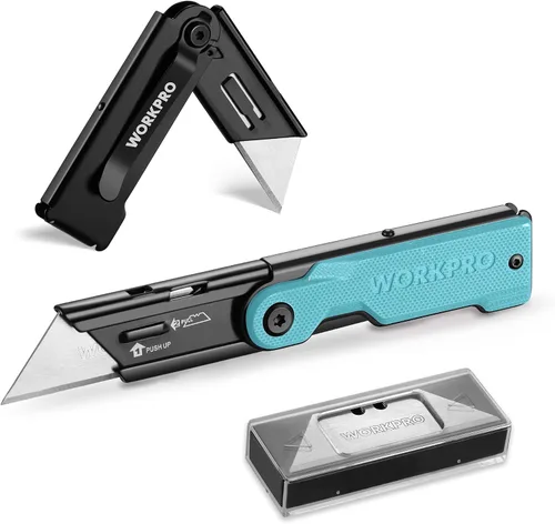 Vista 13 de WORKPRO Juego de cuchillos de bolsillo plegables de cambio rápido de 3 piezas con clip para cinturón