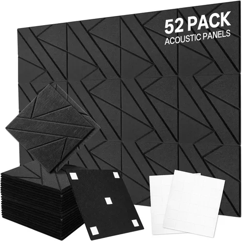 Vista 9 de VallisCo Paquete de 52 paneles acústicos de 1 x 12 x 12 pulgadas, paneles de espuma acústica para insonorización, reducción de ruido, paneles