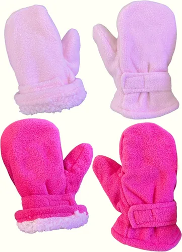 Vista 9 de N'Ice Caps Baby Toddler Mittens Kids 2 Pair Pack Fleece Warm Sherpa Lined Negro + Gris