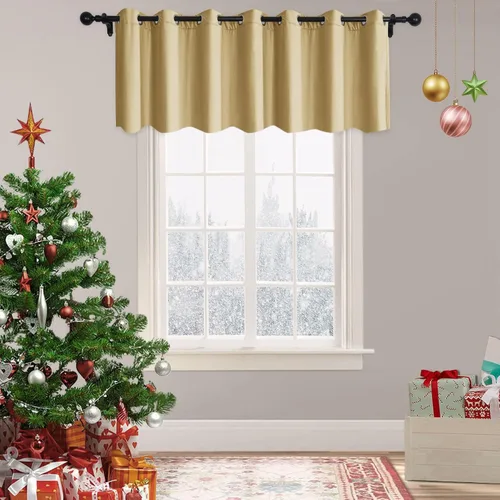 Vista 28 de Frelement Cortinas de Navidad de terciopelo afelpado para sala de estar, cortinas de oscurecimiento con ojales en la parte superior, cortinas