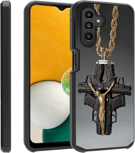 Vista 15 de Funda para teléfono Galaxy A14 5G, resistente 2 en 1 de doble capa híbrida de policarbonato duro y silicona suave a prueba de golpes, funda de Retro