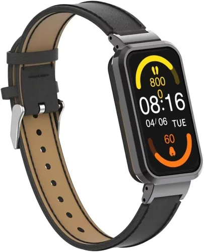 Vista 2 de Compatible con Xiaomi Redmi Smart Band Pro, correa de repuesto de cuero Redmi Smart Band Pro con marco de metal para Xiaomi Redmi Smart Band Pro