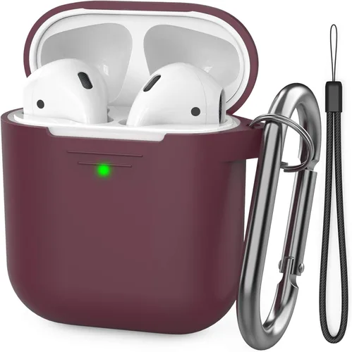 Vista 13 de AhaStyle Funda Protectora de Silicona Mejorada [LED Frontal Visible] Compatible con Apple AirPods 2 y 1 (Negro)