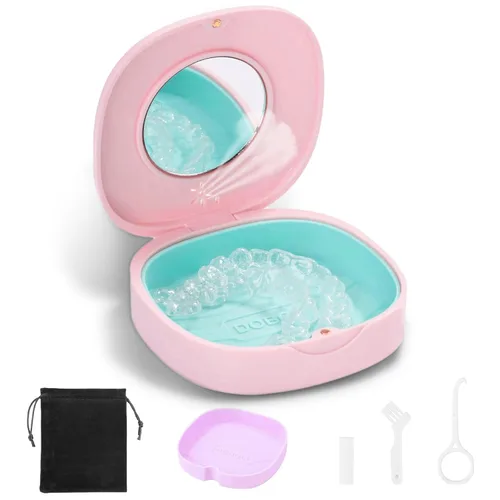 Vista 13 de Doboli Funda de retención, Slim Aligner Funda protectora bucal compatible con Invisalign Negro
