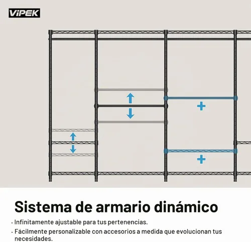 Vista 10 de VIPEK S3 Perchero de Prendas Resistente Independiente Perchero de Ropa Independiente Organizador de Almacenamiento para Armario, Armario Grande