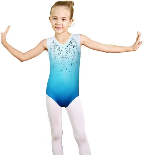 Vista 4 de BAOHULU Leotardos de gimnasia para niñas, de una pieza, de 3 a 14 años, traje de práctica de danza activa