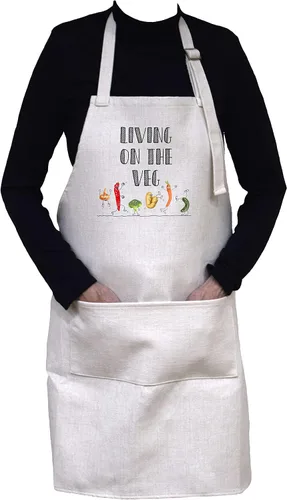 Vista 3 de Neurons Not Included Living on the Veg Funny Adjustable Neck Cooking or Gardening Apron With Large Front Pocket