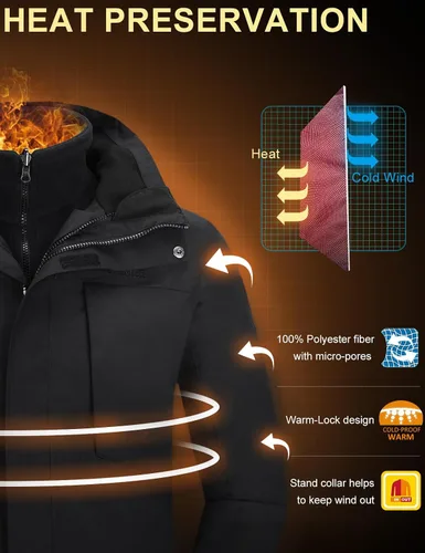 Vista 6 de CAMELSPORTS Chaqueta de esquí de montaña 3 en 1 para hombre, chaqueta de invierno impermeable, chaqueta de nieve cálida con capucha, abrigo