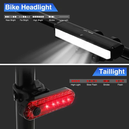 Vista 6 de 1800 Lumen Bike Light, Front and Back Bicycle Lights for Night Riding, Super Bright USB Rechargeable Bike Light with High Beam Low Beam for Men
