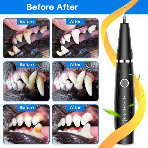 Vista 6 de Kit de limpieza ultrasónica de dientes de perro para limpieza de dientes de mascotas, removedor de placa de perro para dientes, 5 modos