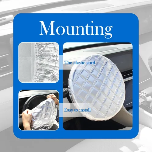 Vista 6 de Cubierta de Volante de Coche con Protección Solar, Cubierta de Rueda de Coche de Película de Aluminio para Aislamiento Térmico y Enfriamiento