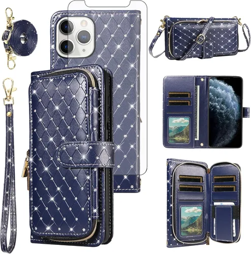 Vista 147 de Funda para teléfono iPhone 6 6S con cremallera y protector de pantalla con protector de pantalla, correa de cordón cruzado, ranura para iPhone 6 Six