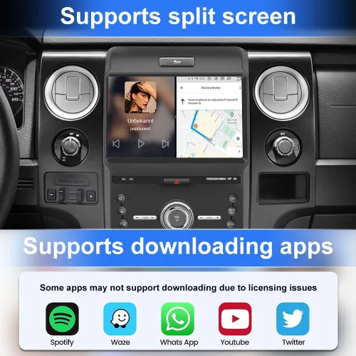 Vista 7 de Radio de coche de 10.1 pulgadas para Ford F150 2013 2014, Android 13 estéreo con CarPlay inalámbrico y Android Auto, DSP, BT, WiFi, SWC, MirrorLink