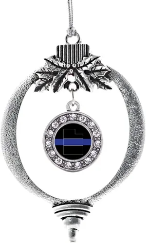 Vista 53 de Inspired Silver - Adorno con dije de cara de carlino - Adornos navideños de círculo de plata con joyas de circonita cúbica