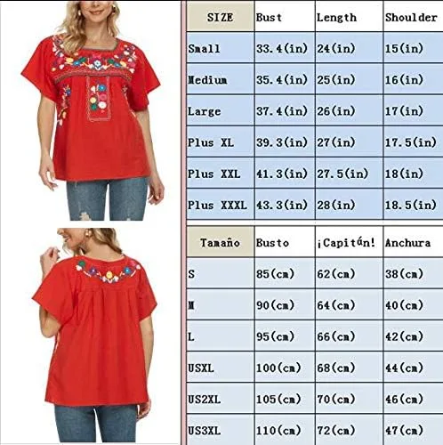 Vista 5 de YZXDORWJ - Cómoda blusa mexicana bordada de verano y sin mangas para mujer