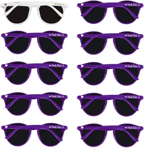 Vista 9 de LADY&HOME Gafas de sol de ojo de gato para despedida de soltera, suministros para dama de honor y despedida de soltera, 10 lentes de sol redondos