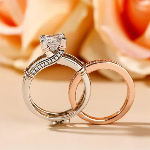 Vista 8 de Jeulia - Anillo de plata de ley con circonitas intercambiables para mujer, para boda, compromiso, aniversario
