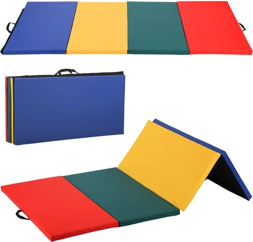 Vista 9 de Gymnastics Mats Foldable Tumbling Mats Portable Gymnastics Exercise Mat Thick Gymnastics Tumbling Mats Pad Home Exercise Panel Mat With Carrying