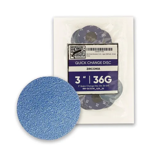 Vista 13 de Benchmark Abrasives Discos de lijado de 3 pulgadas, discos de lijado de circonita de cambio rápido, disco de lijado de taladro y amoladora