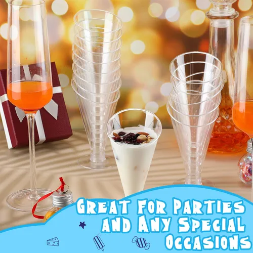 Vista 6 de Nuogo Paquete de 50 tazas transparentes de postre cucharas, mini tazas de postre, cucharas de plástico de Martini de 4 onzas, vasos de postre