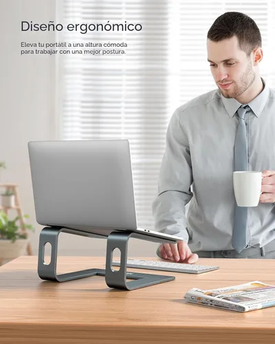 Vista 3 de Nulaxy - Soporte completo de aluminio para laptop, soporte estable de hasta 22 libras, refrigeración abierta Detachable for Portable Storage, Easy