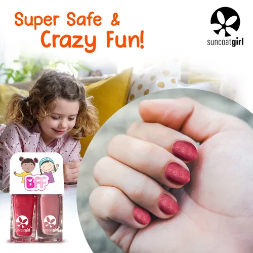 Vista 3 de Suncoatgirl Juego de esmaltes de uñas para niños con purpurina BFF Glam Duo – Esmalte de uñas seguro no tóxico a base de agua, inodoro, se despega