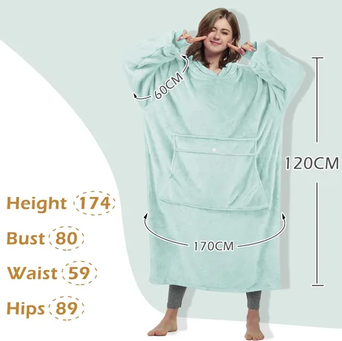 Vista 4 de Catalonia - Sudadera gigante tipo manta con capucha, sudadera con forro polar y bolsillo frontal grande, para adultos, hombres, mujeres