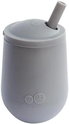 Vista 10 de ezpz Taza Mini + Sistema de Entrenamiento con Pajita (Azul) - 9 Meses+ - Taza de Entrenamiento 100% de Silicona para Bebés + Niños Pequeños