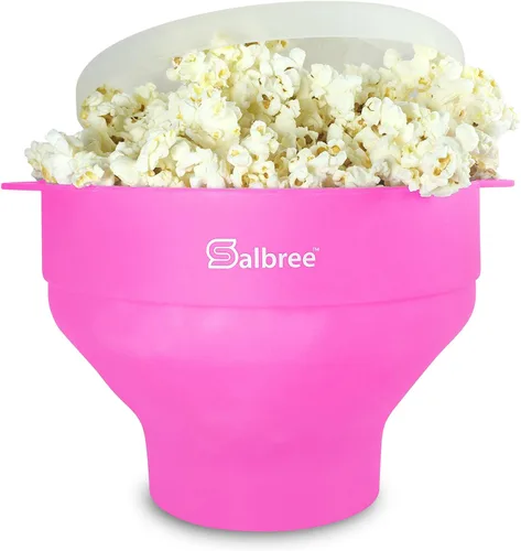 Vista 13 de La máquina original de palomitas de maíz Salbree plegable de silicona para microondas, recipiente microondas con capacidad para 16 tazas, utiliza