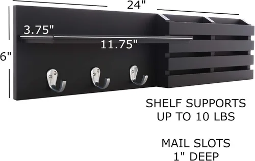 Vista 5 de Estantería de pared y organizador de correo con 3 ganchos NeXXt Sydney Negro