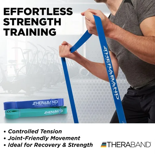 Vista 3 de THERABAND Bandas de alta resistencia, juego de 2 súper bandas elásticas para mejorar la flexibilidad, rehabilitación de lesiones y entrenamientos